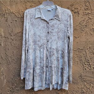 NWOT Directions Beige and White Animal Print Babydoll Top